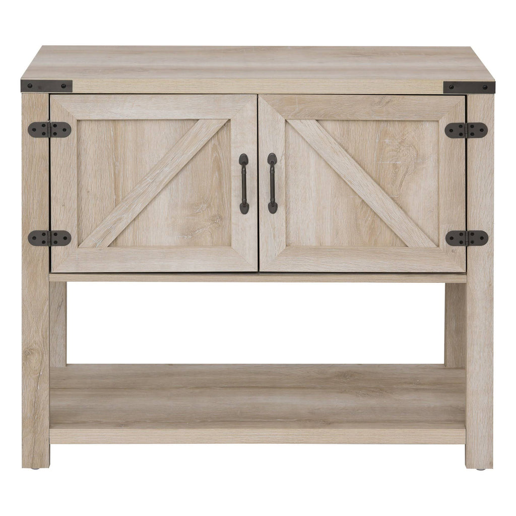 Oak 2-Door Storage Cabinet with Bottom Shelf H2393