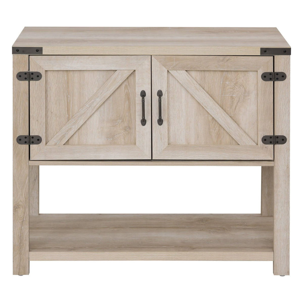 Oak 2-Door Storage Cabinet with Bottom Shelf H2393