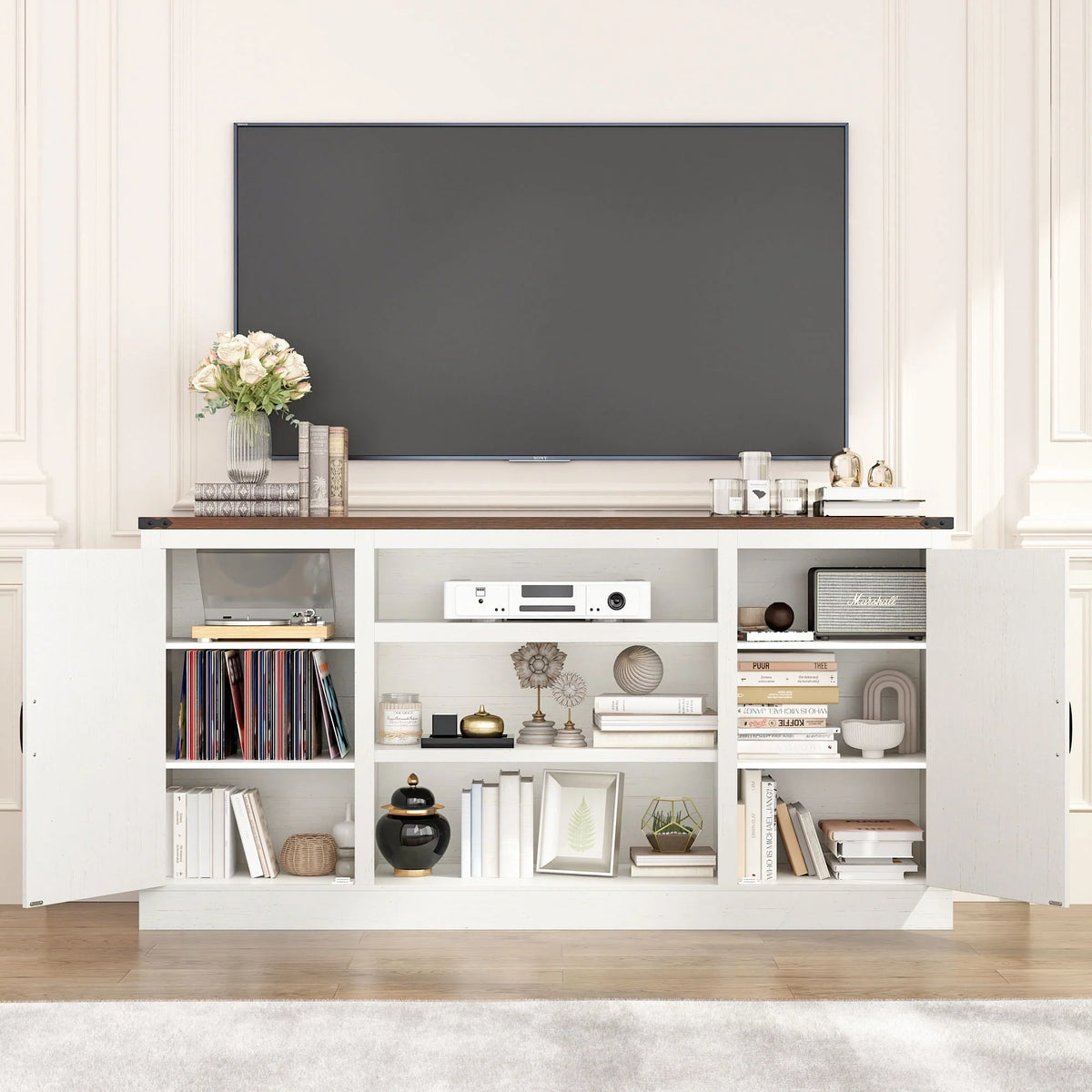57 Double Barn Door Cabinet with Power Outlet & LED Light K6614