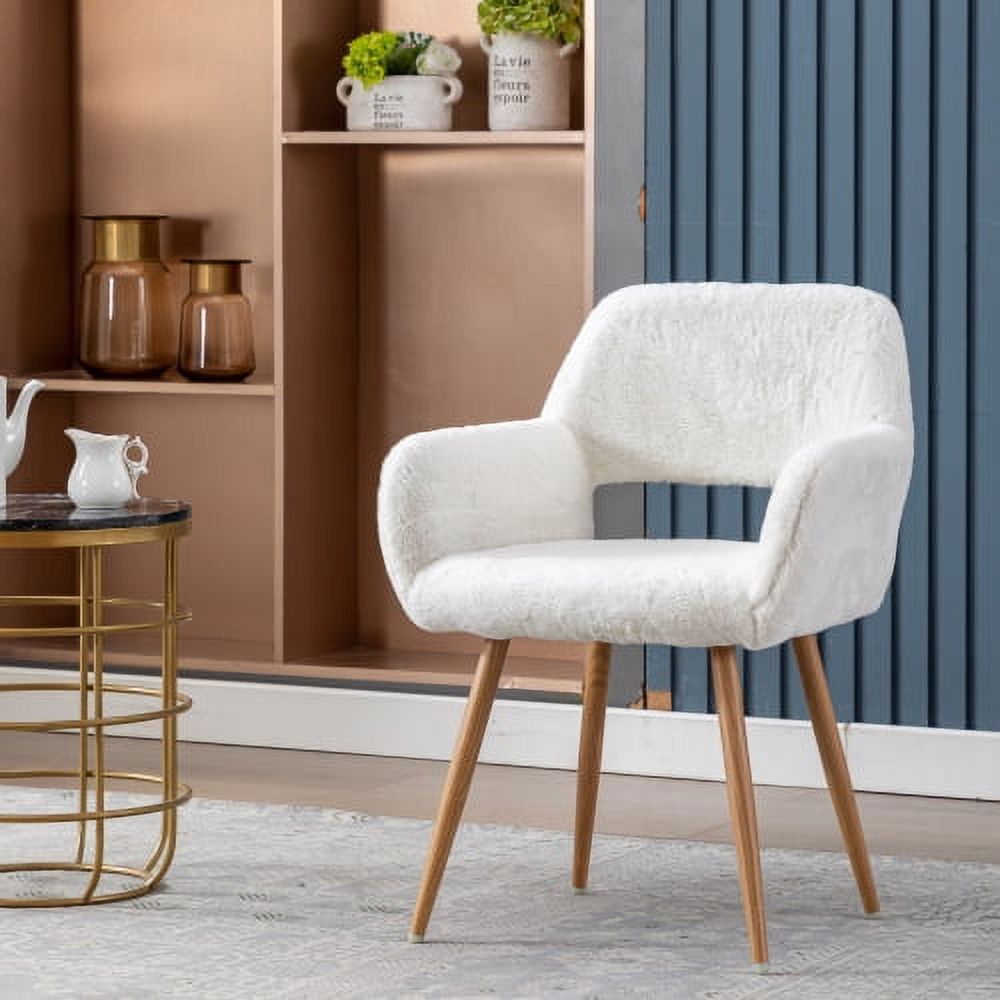 Faux Fur Dining Chairs with Solid Steel Leg H55365