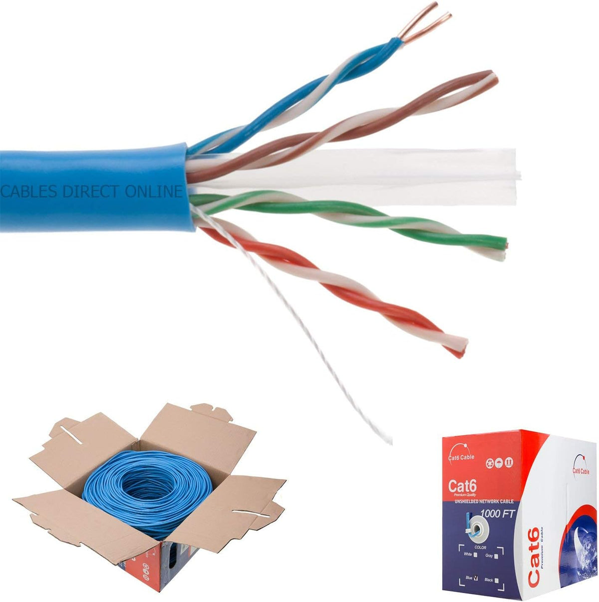 CAT6 1000ft UTP White Ethernet Solid Cable 23AWG A70141