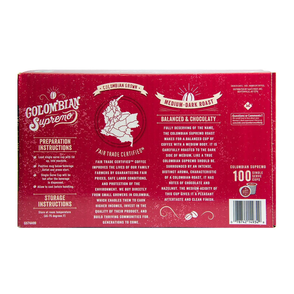 100 ct. Colombian Supremo Coffee K69329