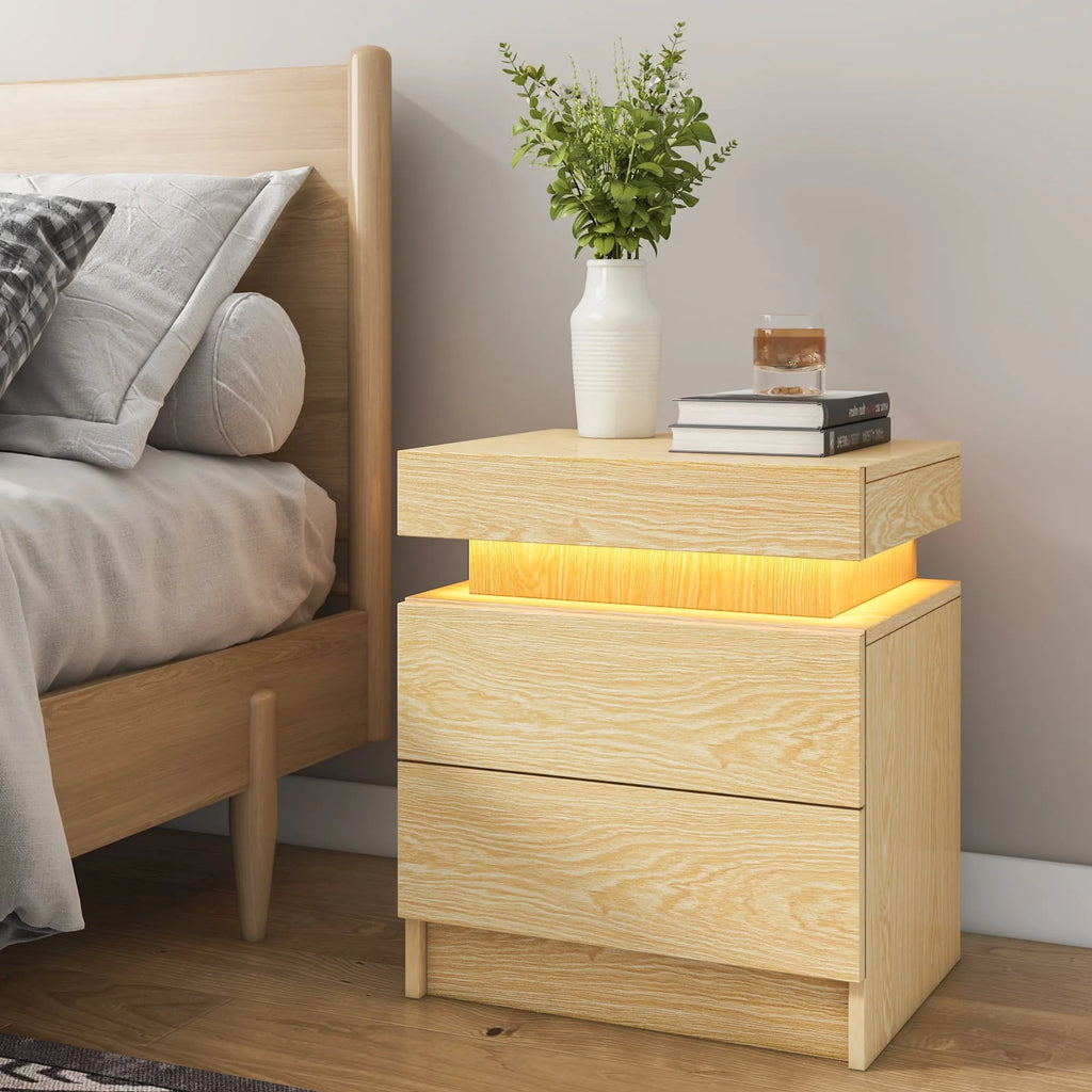 White 2 Drawer High Gloss Nightstand G230404
