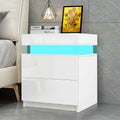 White 2 Drawer High Gloss Nightstand G230404