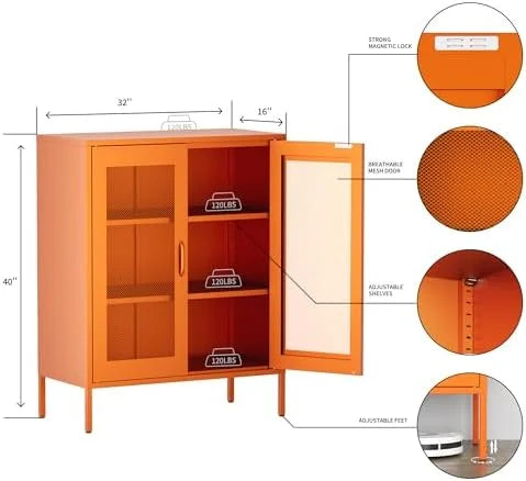 Black Metal 5-Tier Cabinet with Doors and Shelves Z912052
