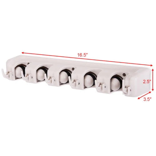 White Wall Mounted Mop & Broom Hanger S1524