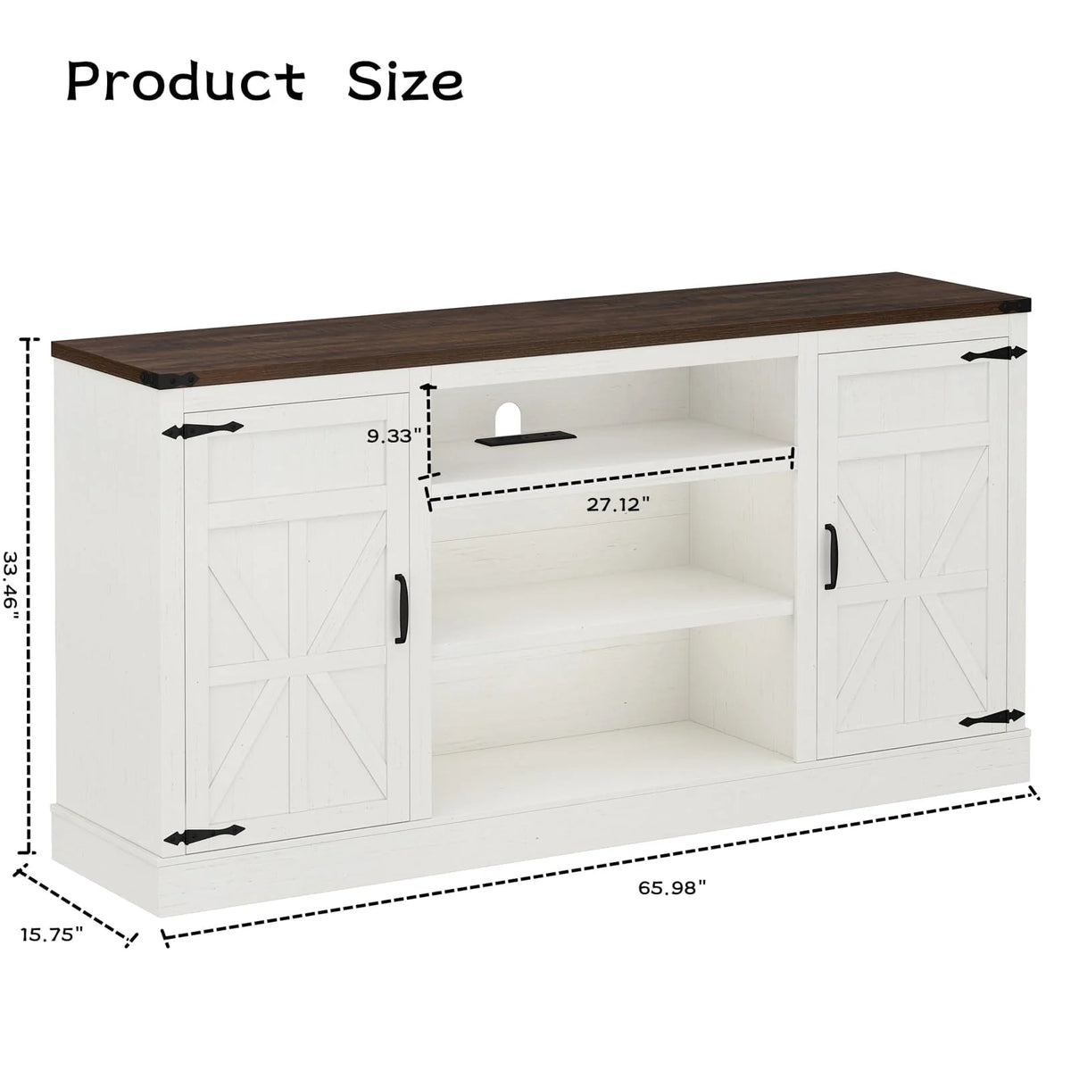 57 Double Barn Door Cabinet with Power Outlet & LED Light K6614