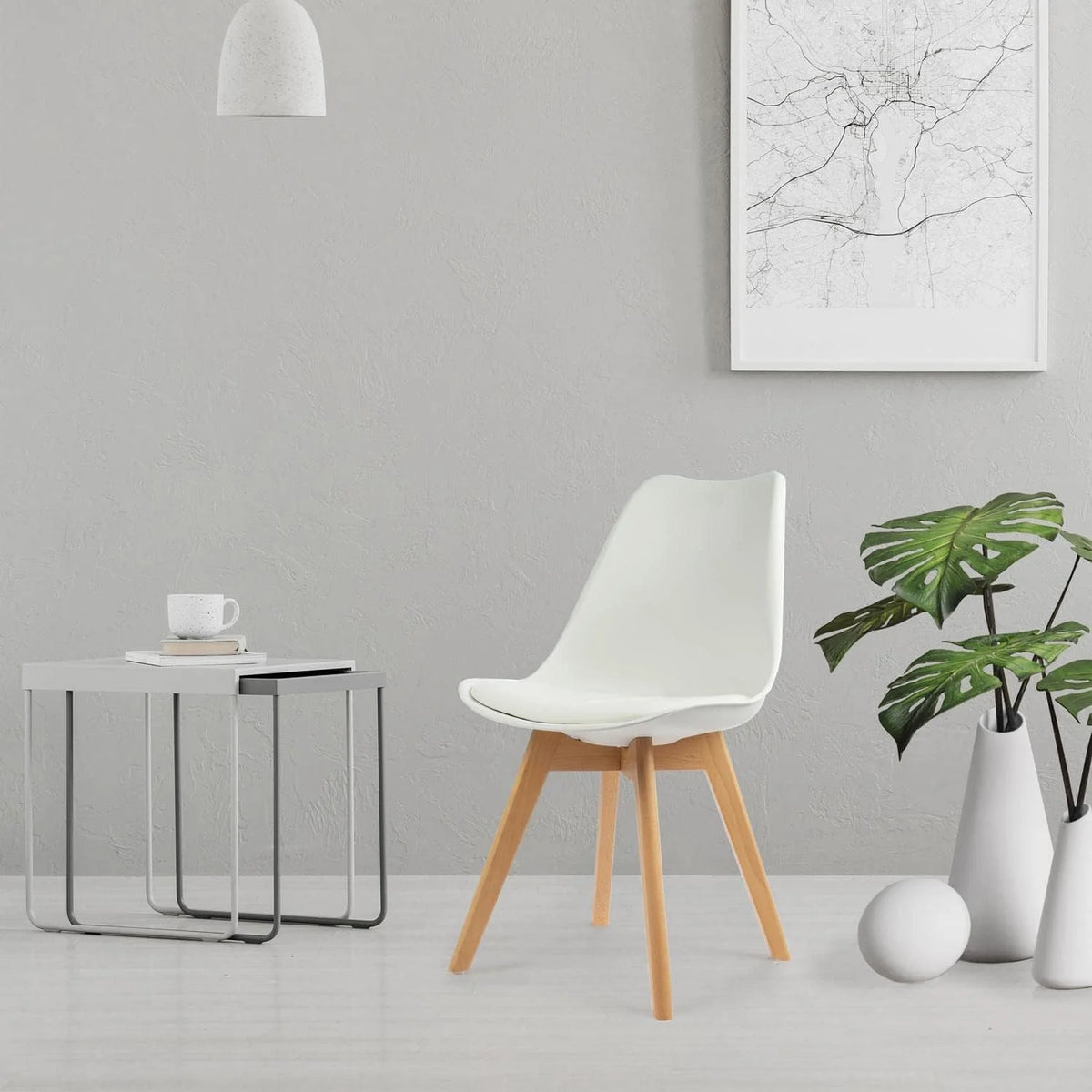 Set of 4 Padded Seat Wooden Legs Dining Chairs G14030