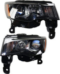 Headlight Assembly for Jeep Grand Cherokee 2017 2018 2019 Driver and Passenger Side Pair Halogen Black Trim I623897