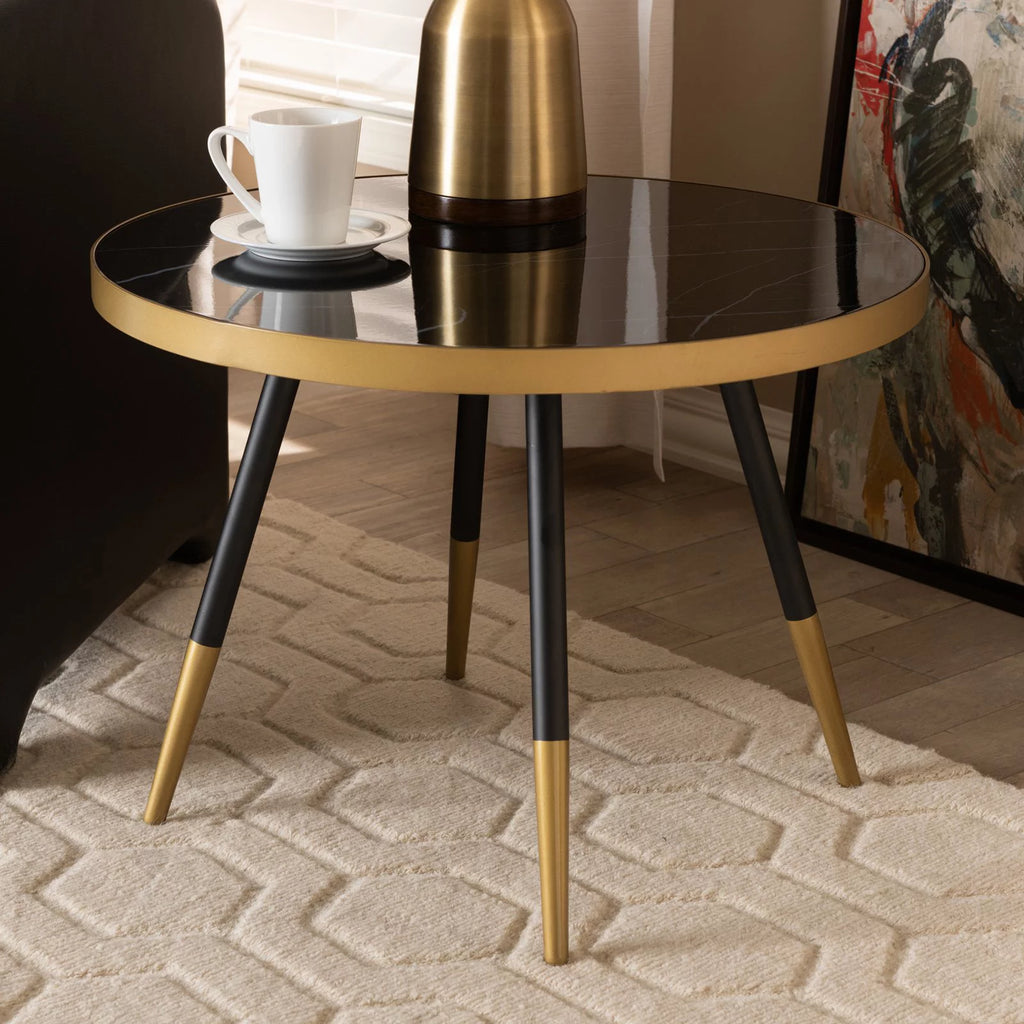 Round Marble Print Metal Coffee Table R93670