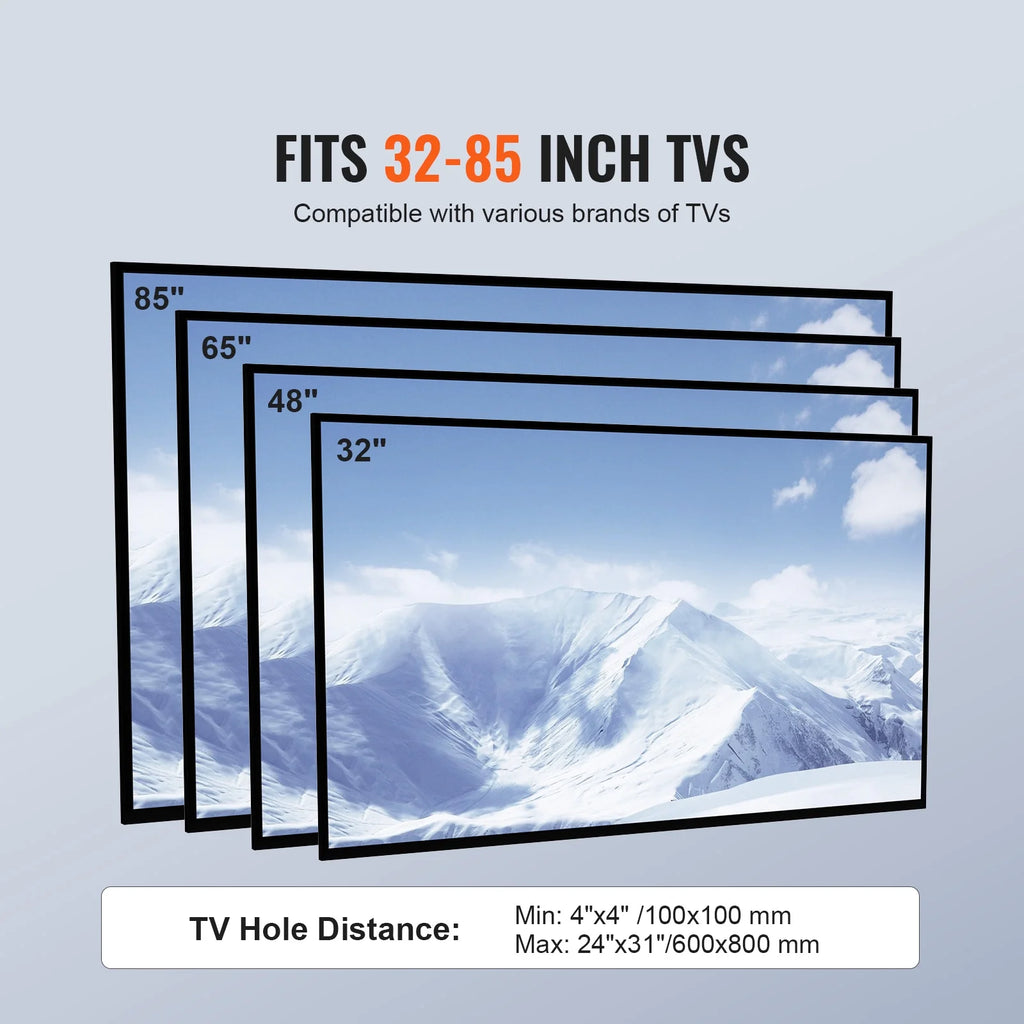 Modern Swivel Floor TV Stand for 32"-85" TVs Adjustable Height Glass K7150