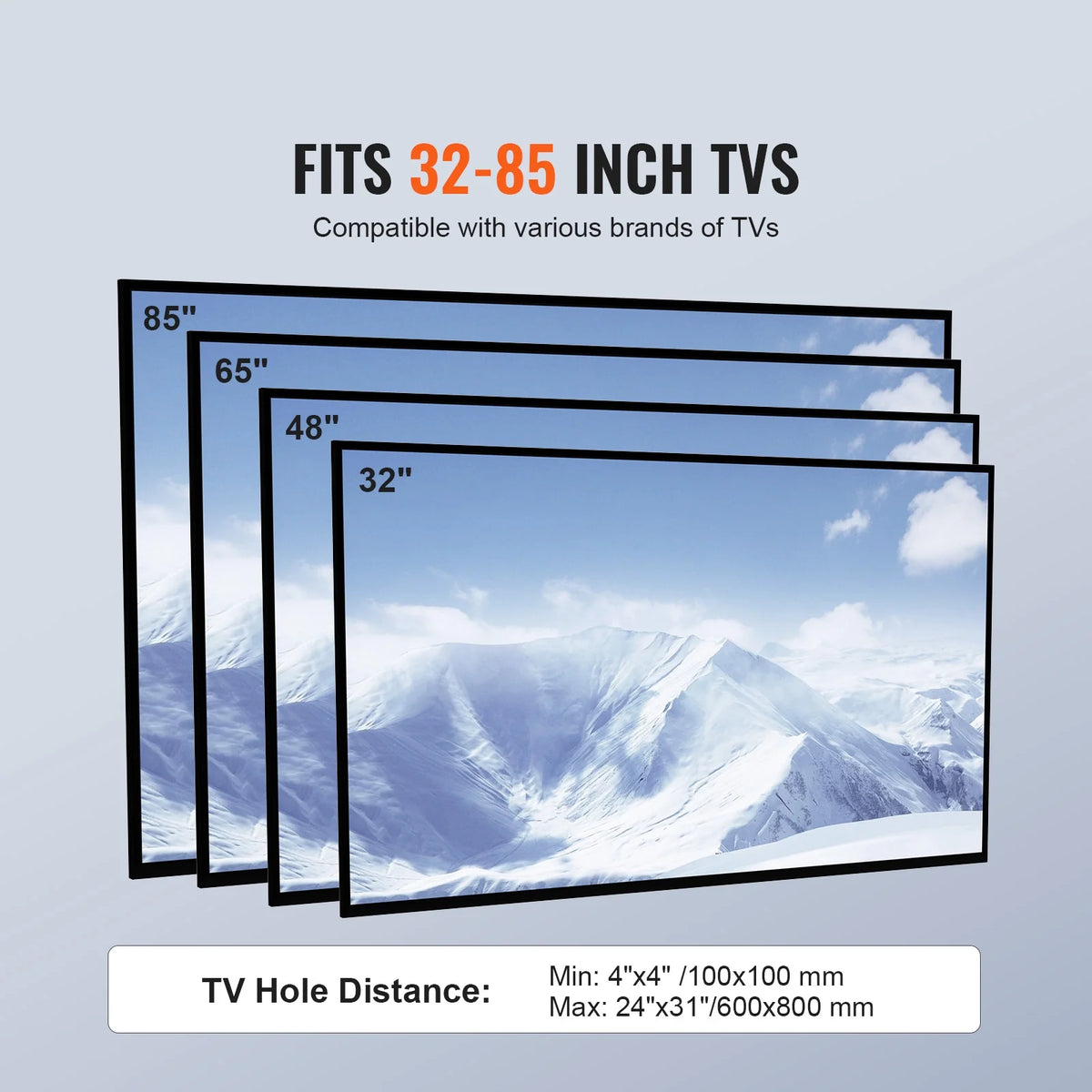 Modern Swivel Floor TV Stand for 32"-85" TVs Adjustable Height Glass K7150